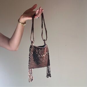 Brown Woven Mini Bag